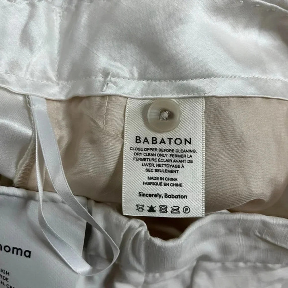 Aritzia Babaton Tahoma Pant High rise Linen Culottes Wide Leg Crop Trouser White - Picture 12 of 16